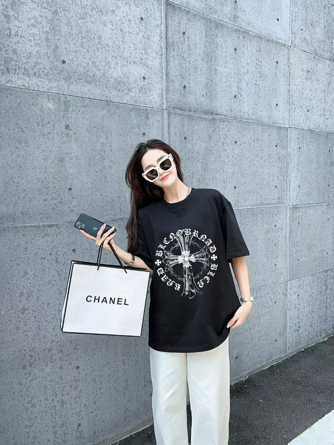 [CH ] 2026FW T LOGO Premium 26s Same Style ：Black White Size：S M L XL 2XL